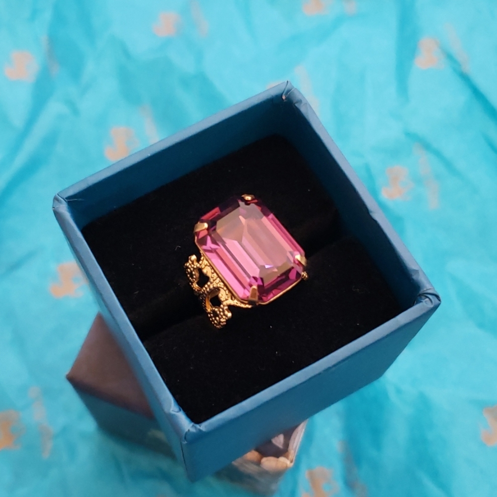 Crystal Looking Stone Purple Statement Ring - image 2